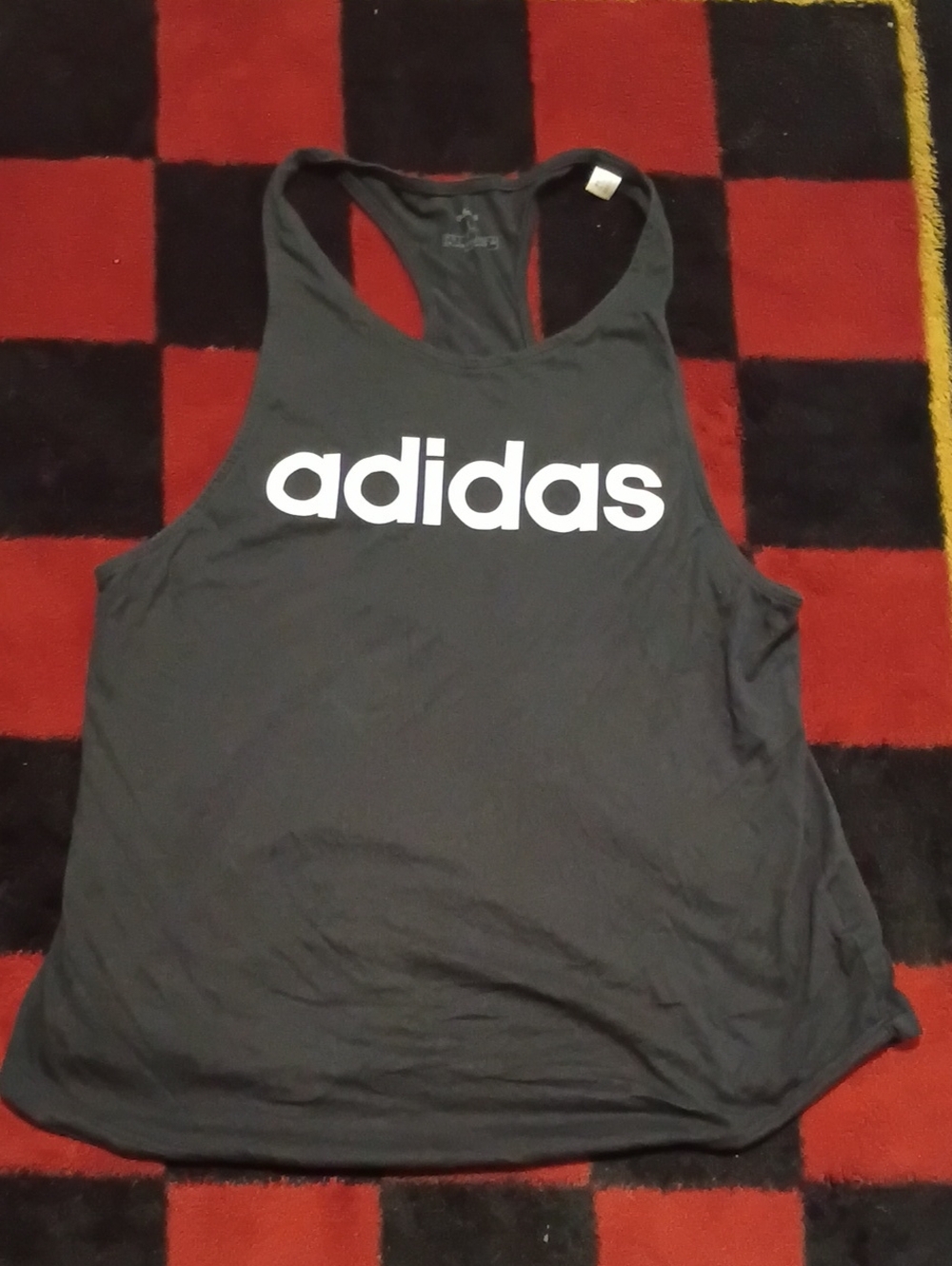 Adidas Logo Racerback Tank Top - Black with White Logo